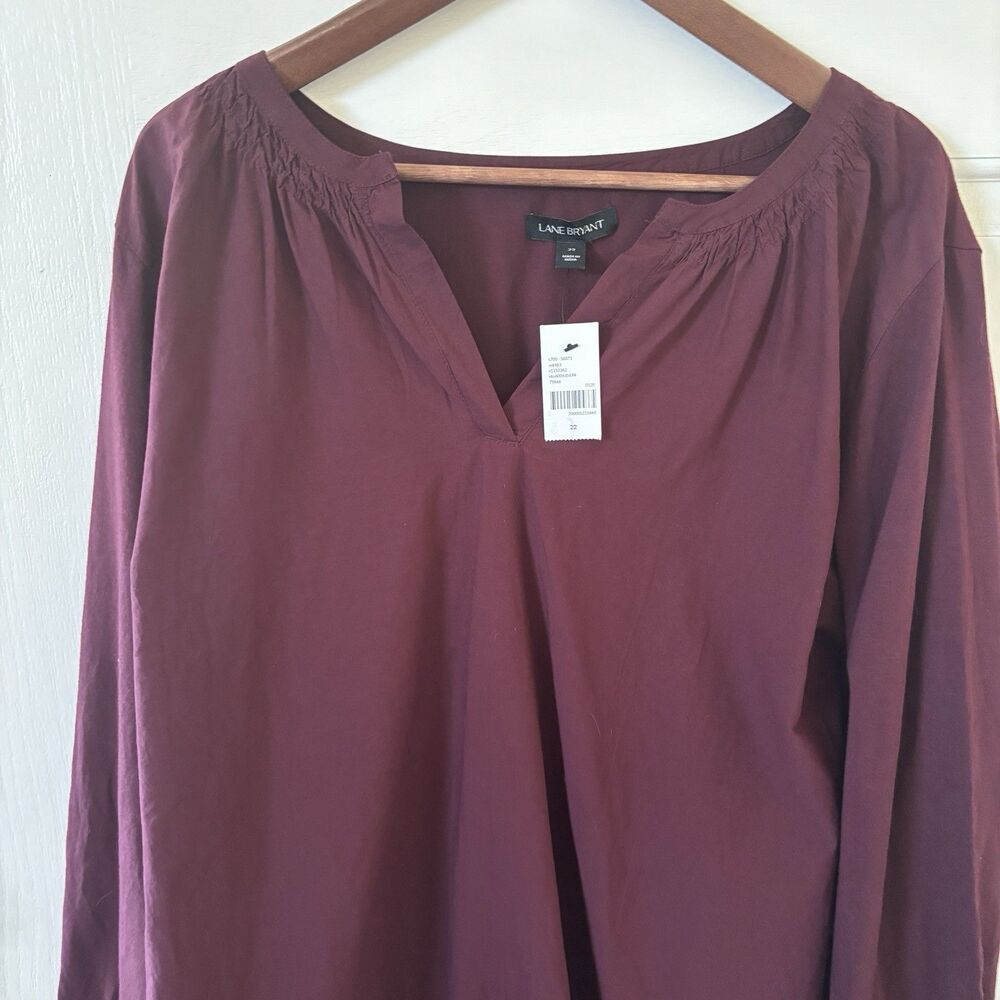 NWT Womens Lane Bryant V Neck Top Red 22 Long Sleeve Bohemian Comfy Capsule Work - Picture 3 of 12